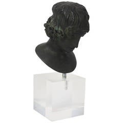 Patinated Bronze Bust of Antinous, Late 19th Century