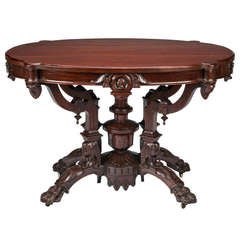 Used Carved Rosewood Center Table by John Jelliff, Newark, NJ