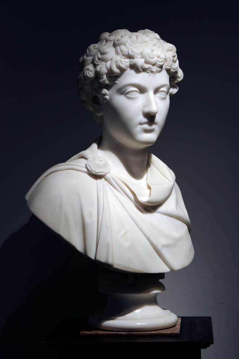 Italian Marble Bust of Marcus Aurelius, 1887 by Leone Clerici
