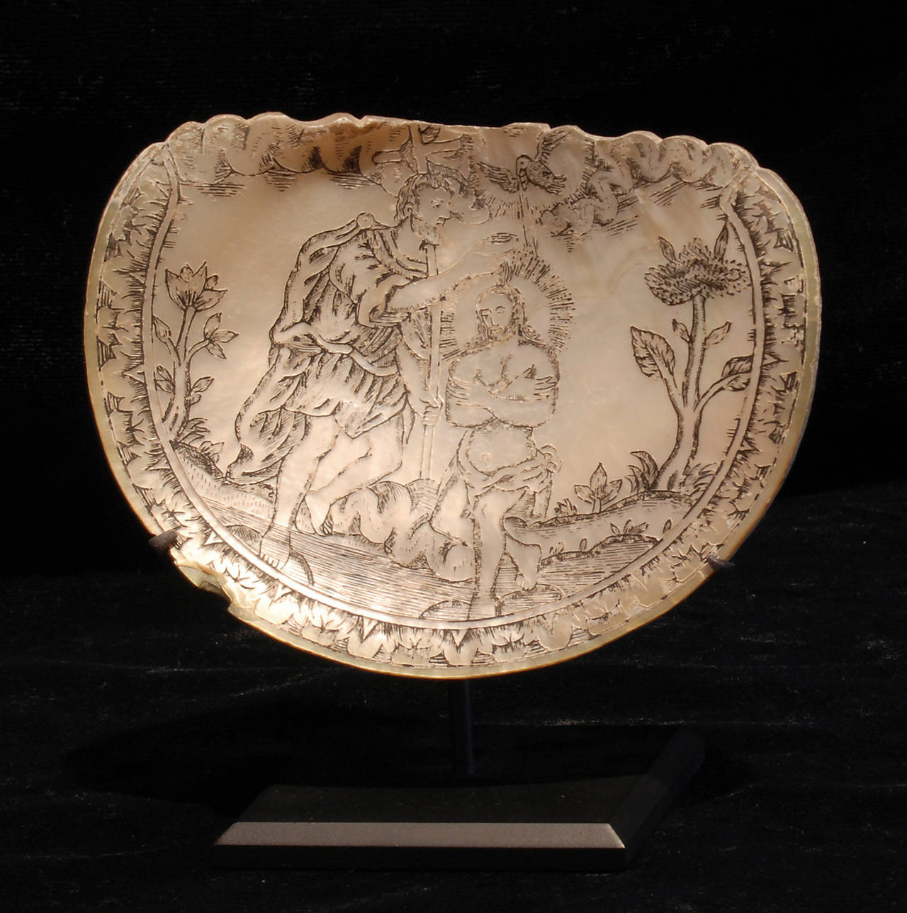 Mexican Shell Etched with Baptism of Christ
