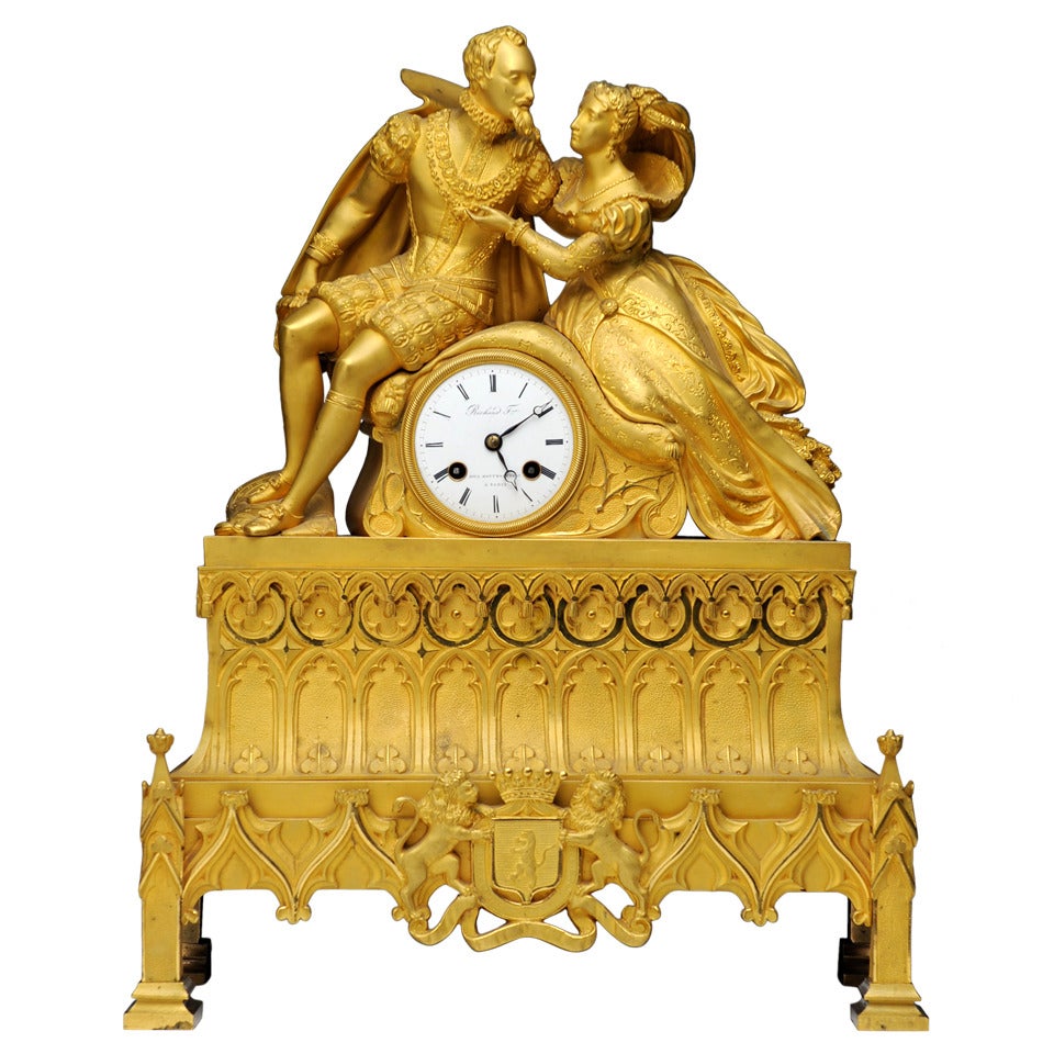 Bronze Doré Figural Clock - French Napoleon III ca. 1850