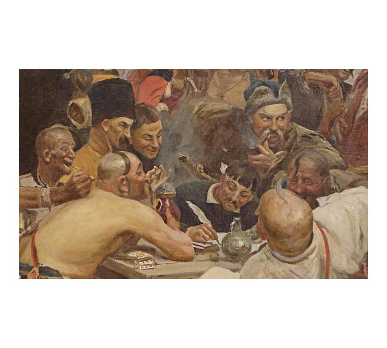 Reply of the Zaporozhian Cossacks to Sultan Mehmed IV, Gemälde nach Ilya Repin im Zustand „Gut“ im Angebot in New York, NY