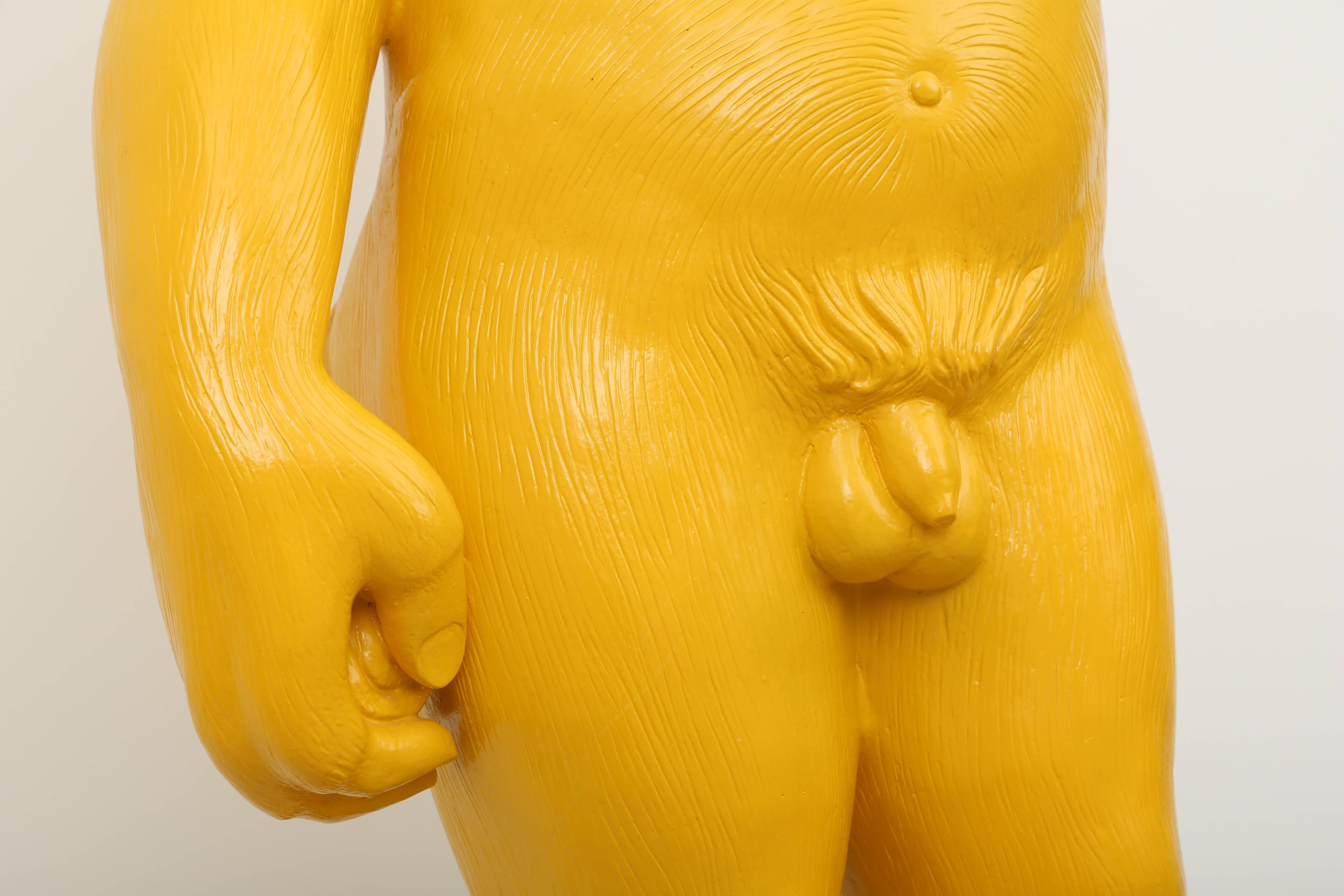 Soon ! Yellow Gorilla Sculpture in the posture of the 