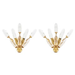 Pair of Italian Glass and Brass Sconces by Stilkrone