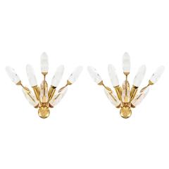 Pair of Italian Glass and Brass Sconces by Stilkrone 5