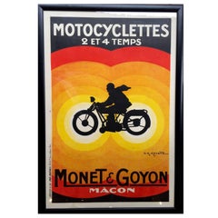Great Vintage French Motorcycle Poster Framed