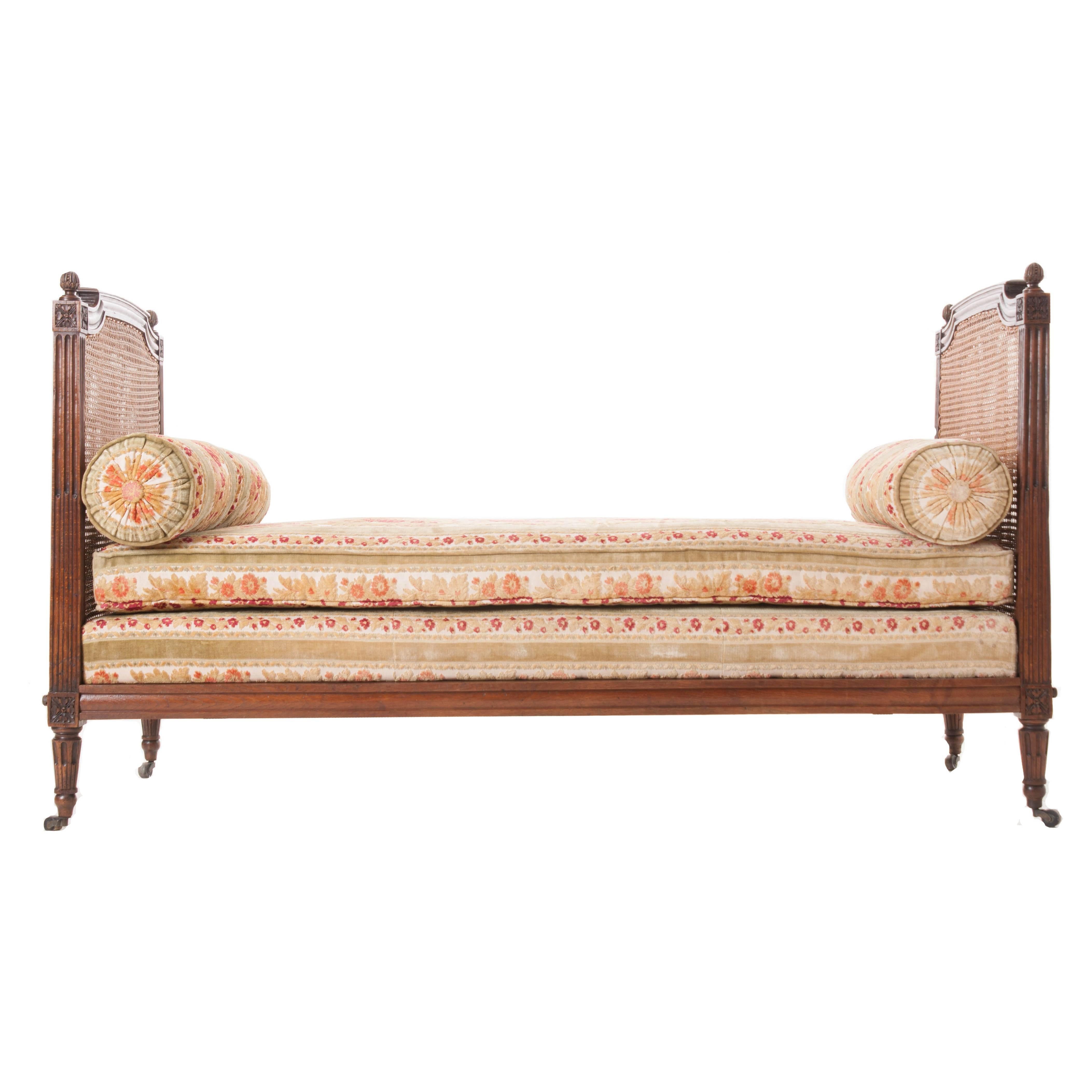 French Louis XVI Cane and Walnut Daybed