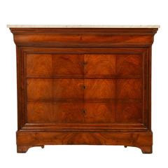 19th Century Louis Philippe Walnut Commode with Marble Top