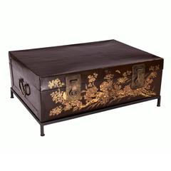 Antique Chinese Leather Trunk Table