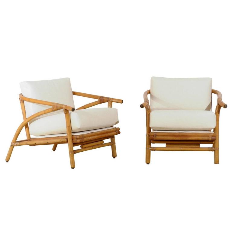 Stylish Pair Of Modern Lounge Chairs By Ficks Reed At 1stdibs Stylish Pair Of Modern Lounge Chairs By Ficks Reed For