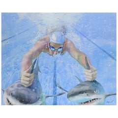Evgueni Petrov 2008, "Swimmer" Watercolor