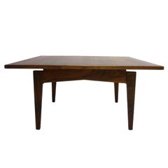 Gorgeous Utilitarian Dark Walnut Jens Risom Floating Transitional Coffee Table