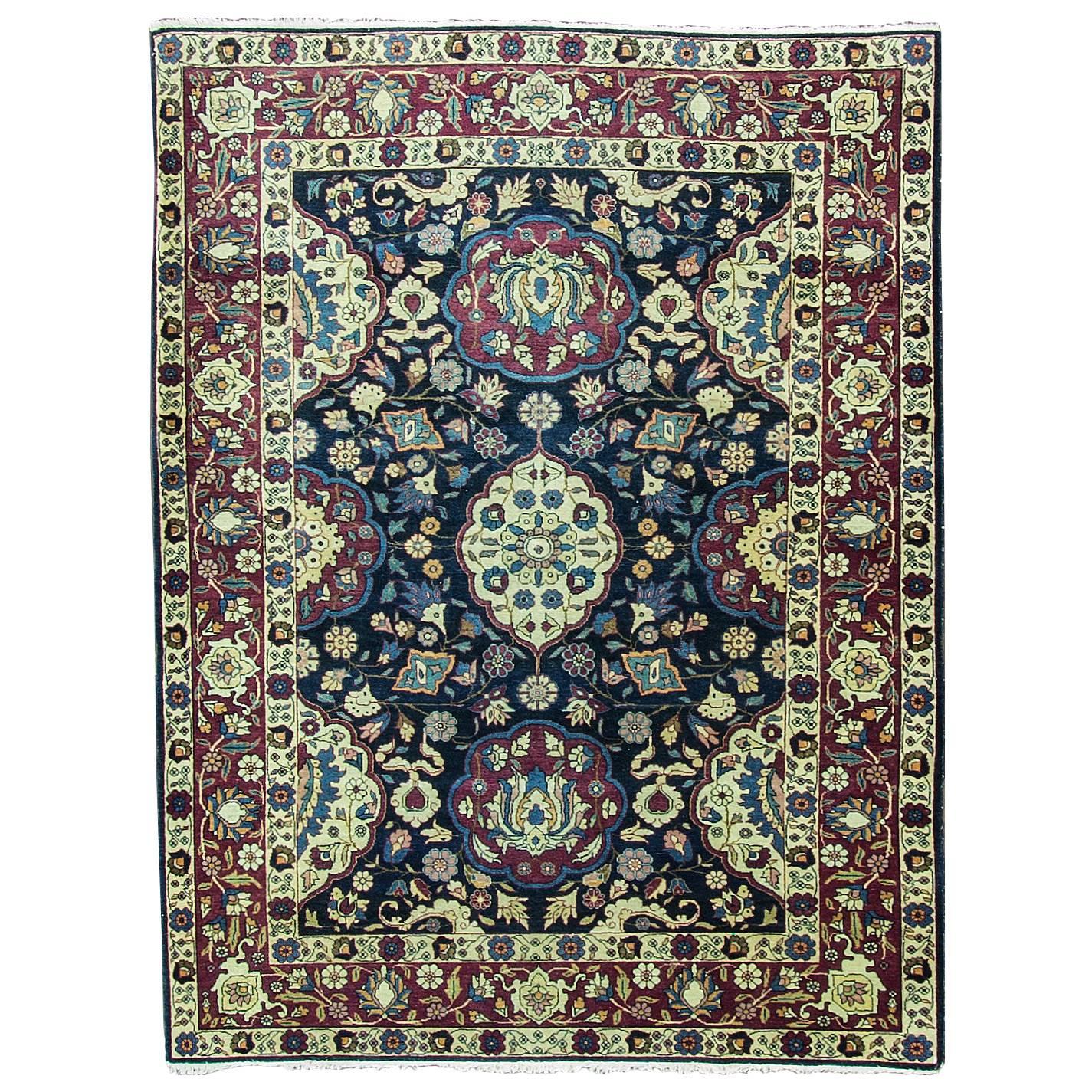 Antique Persian Tabriz Carpet, 4'6" x 6' For Sale