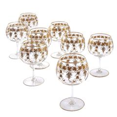 Set of Eight English Gilt Crystal Glass Goblets, circa 1910