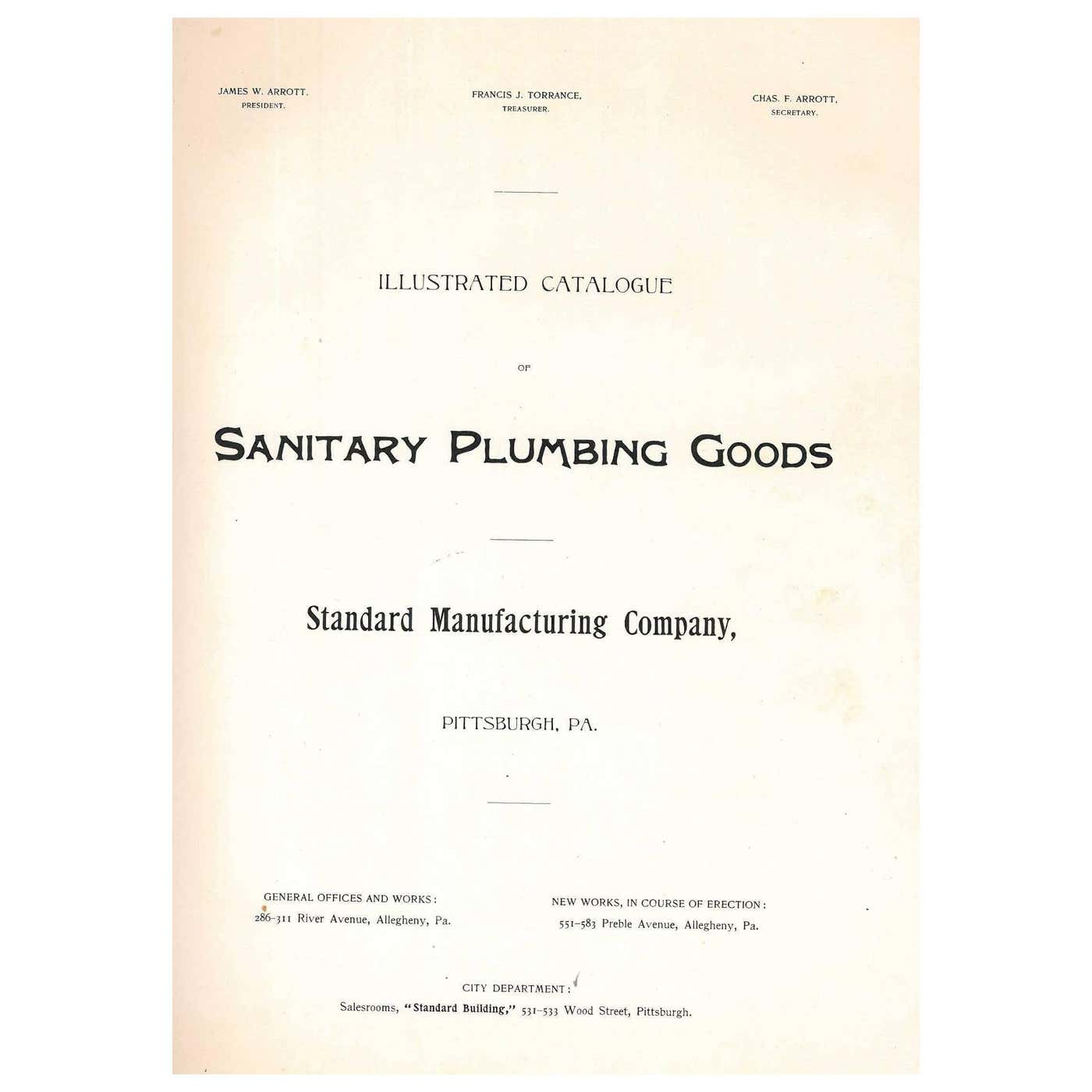 Standard Manufacturing Co. Pittsburgh Catalogue of Sanitary and