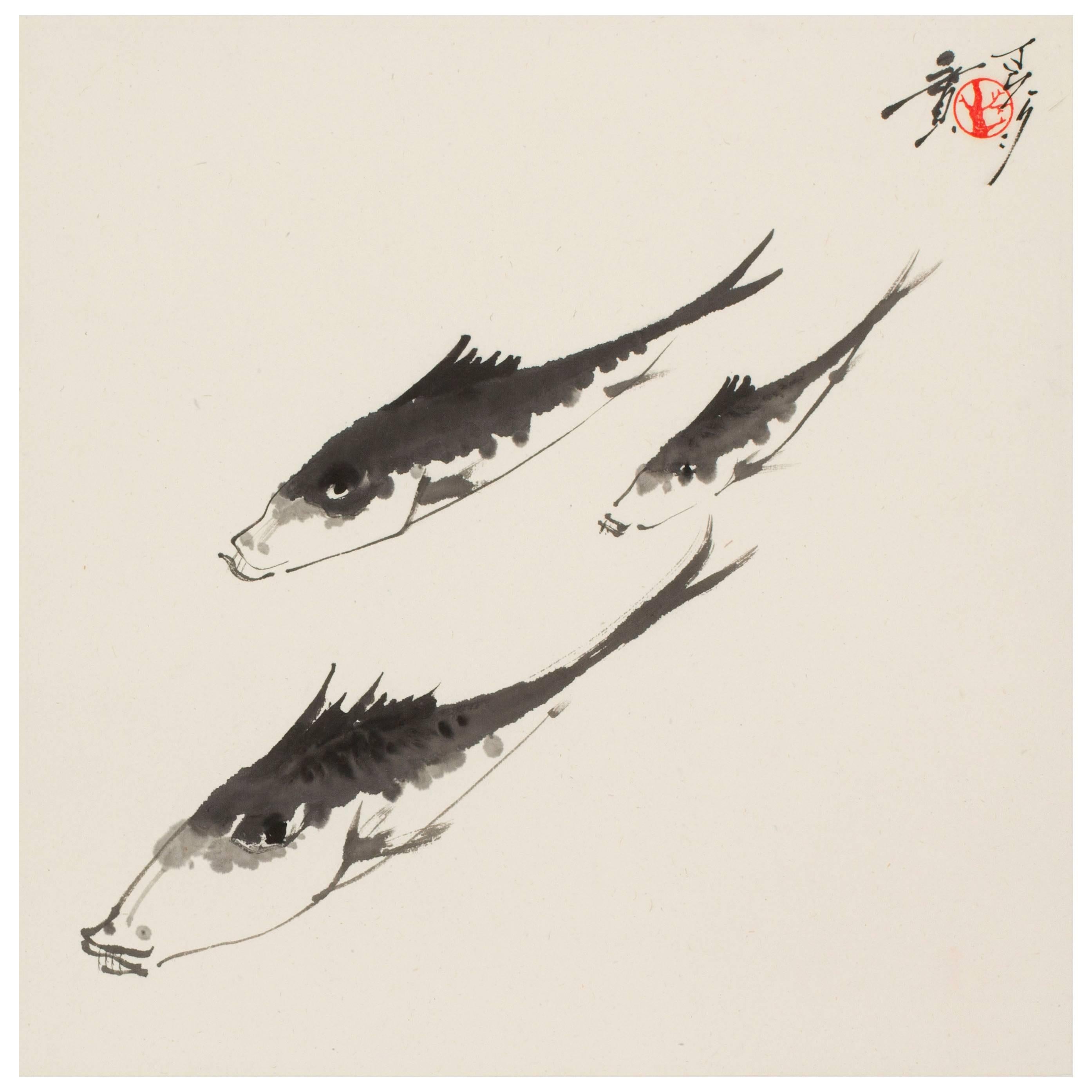 "Three Fishes" Painting For Sale