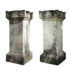 Pair of Monolith Limestone Pedestals, 19th Century 2