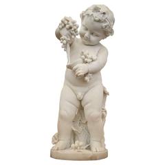 Antique White Marble Statue of Bacchus or Putti, 19th Century