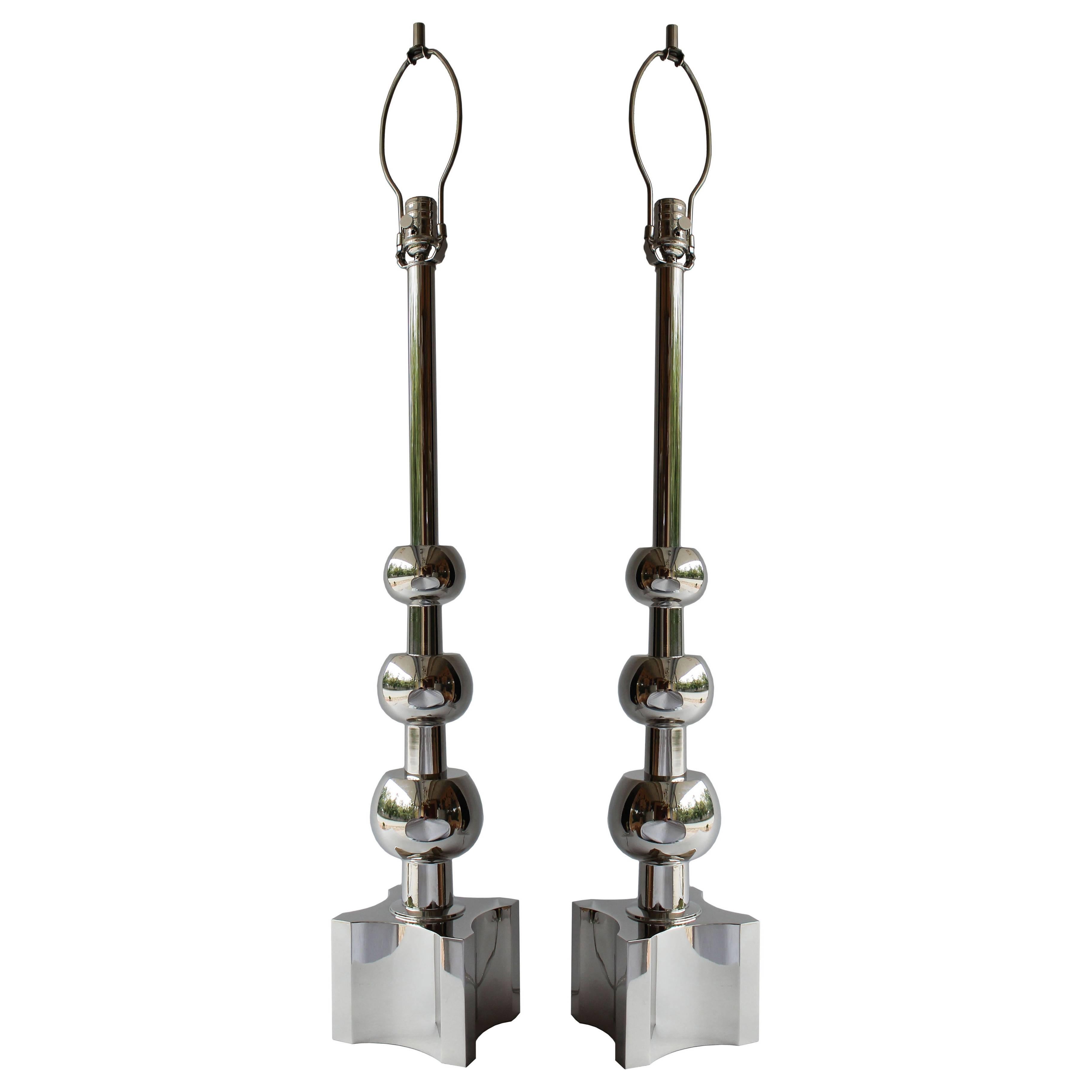 Pair of Nickel Stiffel Lamps