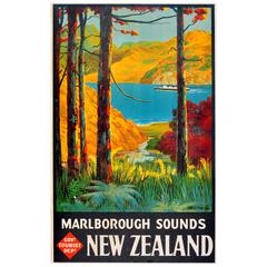 Original Vintage 1930s Travel Advertising Poster: Marlborough Sounds New Zealand