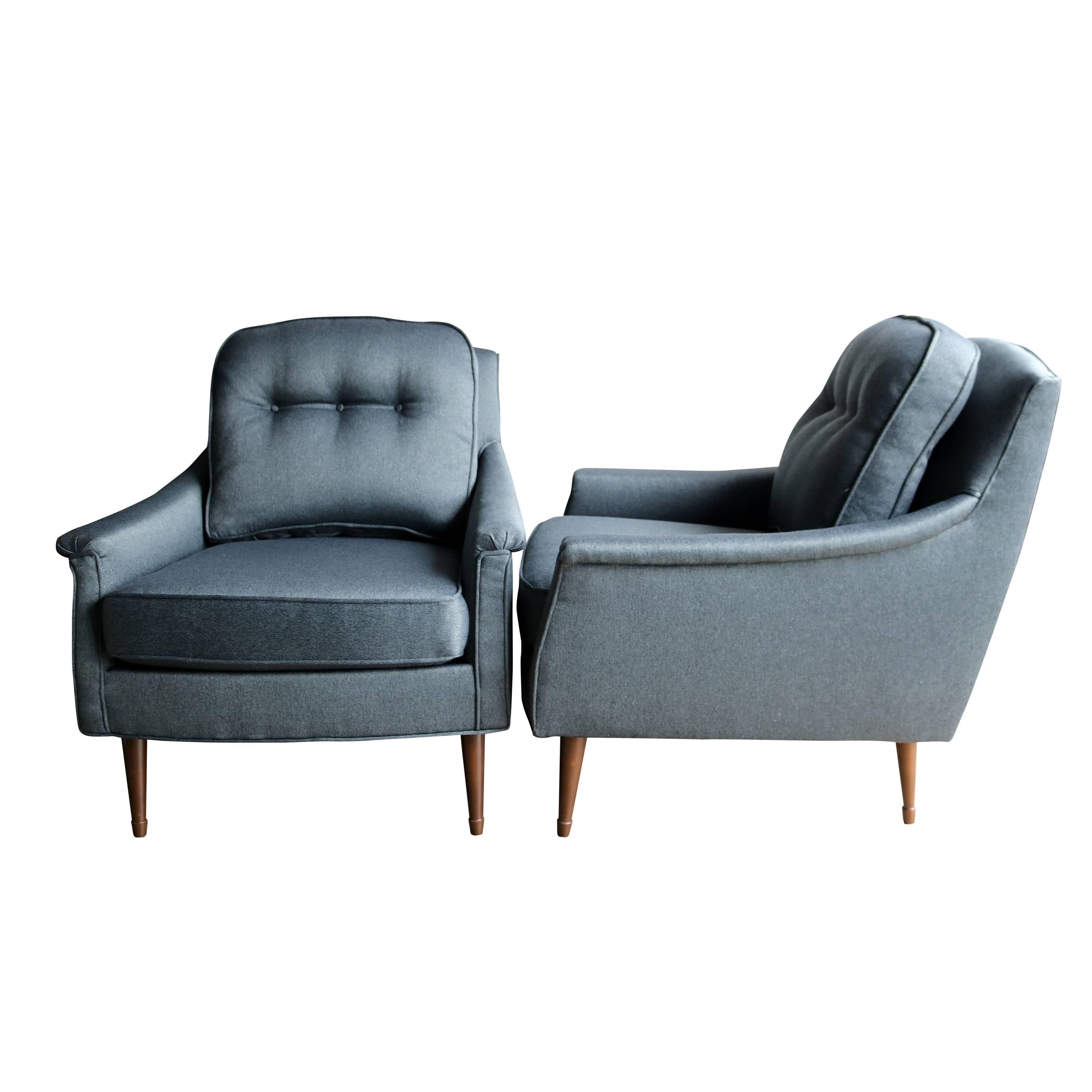 Pair of Grey Mid-Century Modern Armchairs