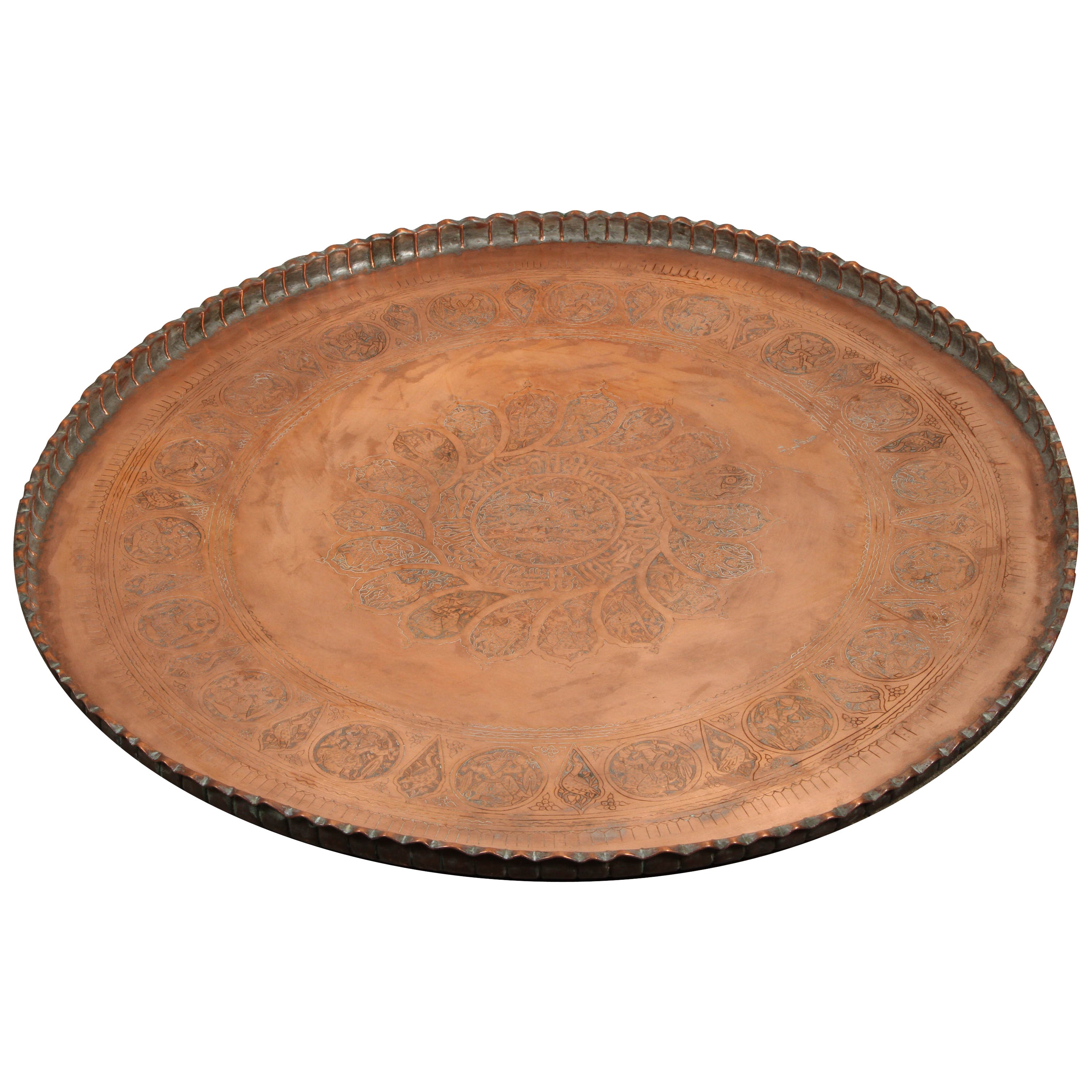 Large Moorish Middle Eastern Hanging Brass Tray Platter 36 ...