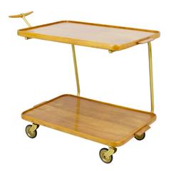 Exceptional Italian Modernist Bar Cart with Two Serving Trays from the 1950s