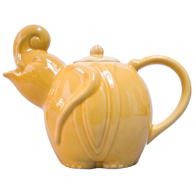 Rare Yellow Art Deco Elephant Teapot For Sale at 1stdibs