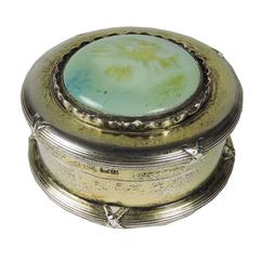 Antique English Arts & Crafts Period Silver and Persian Turquoise Powder Box