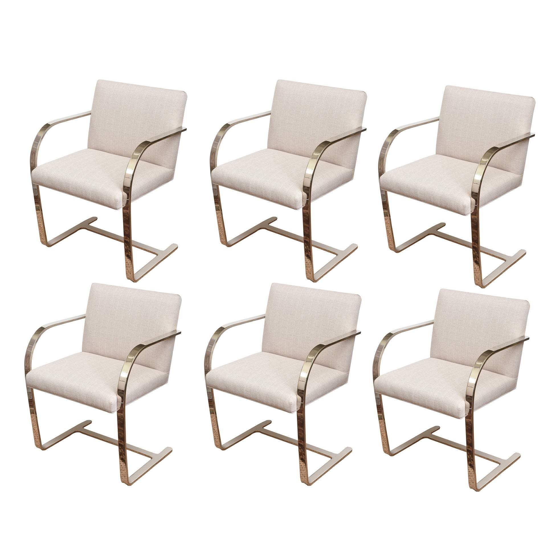 Set of Six Knoll Mies Van Der Rohe Brno Dining Chairs