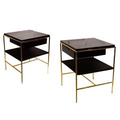 Limited Edition Brass and Black Lacquer Night Stands by Loft Thirteen