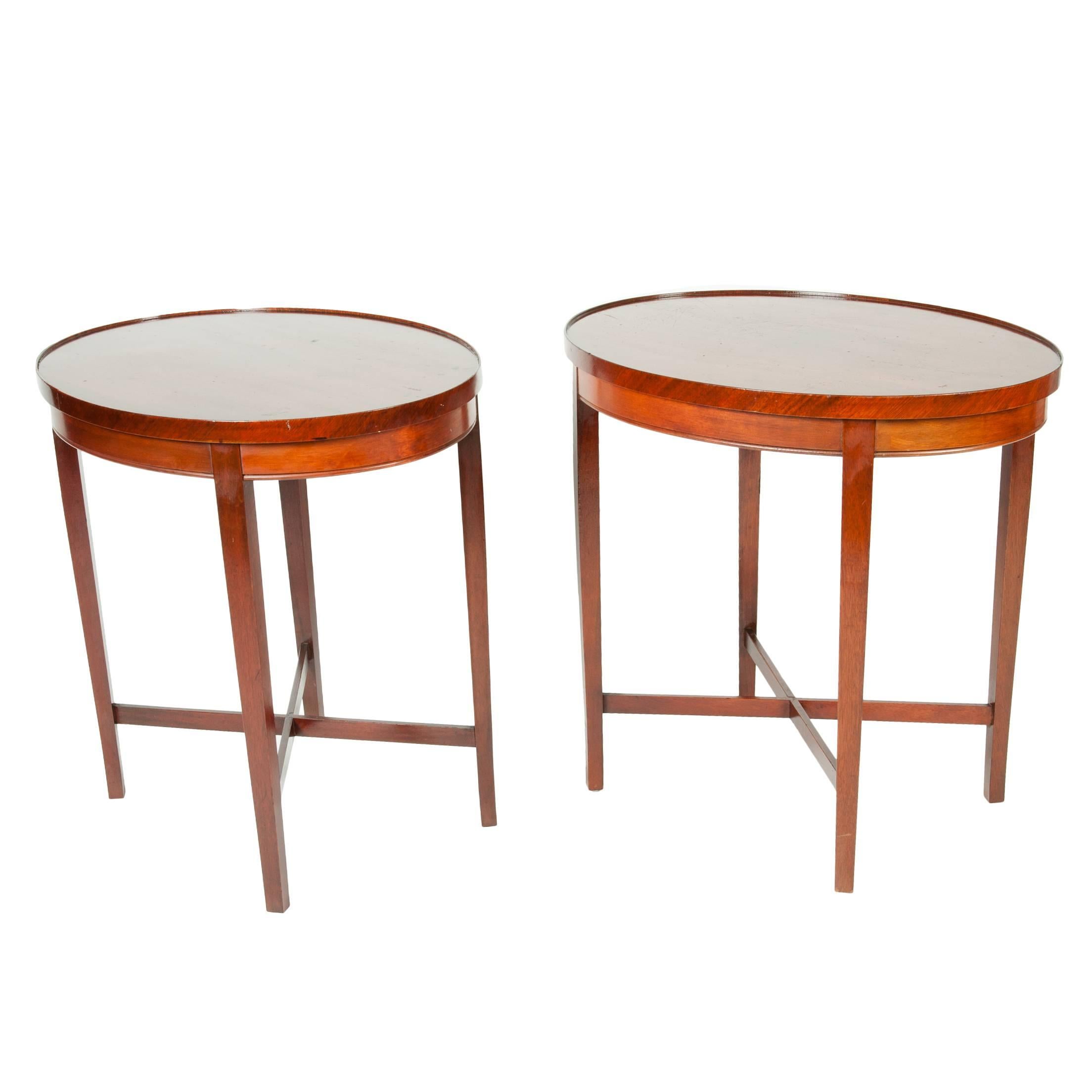Vintage Pair of Oval Mahogany Side Tables