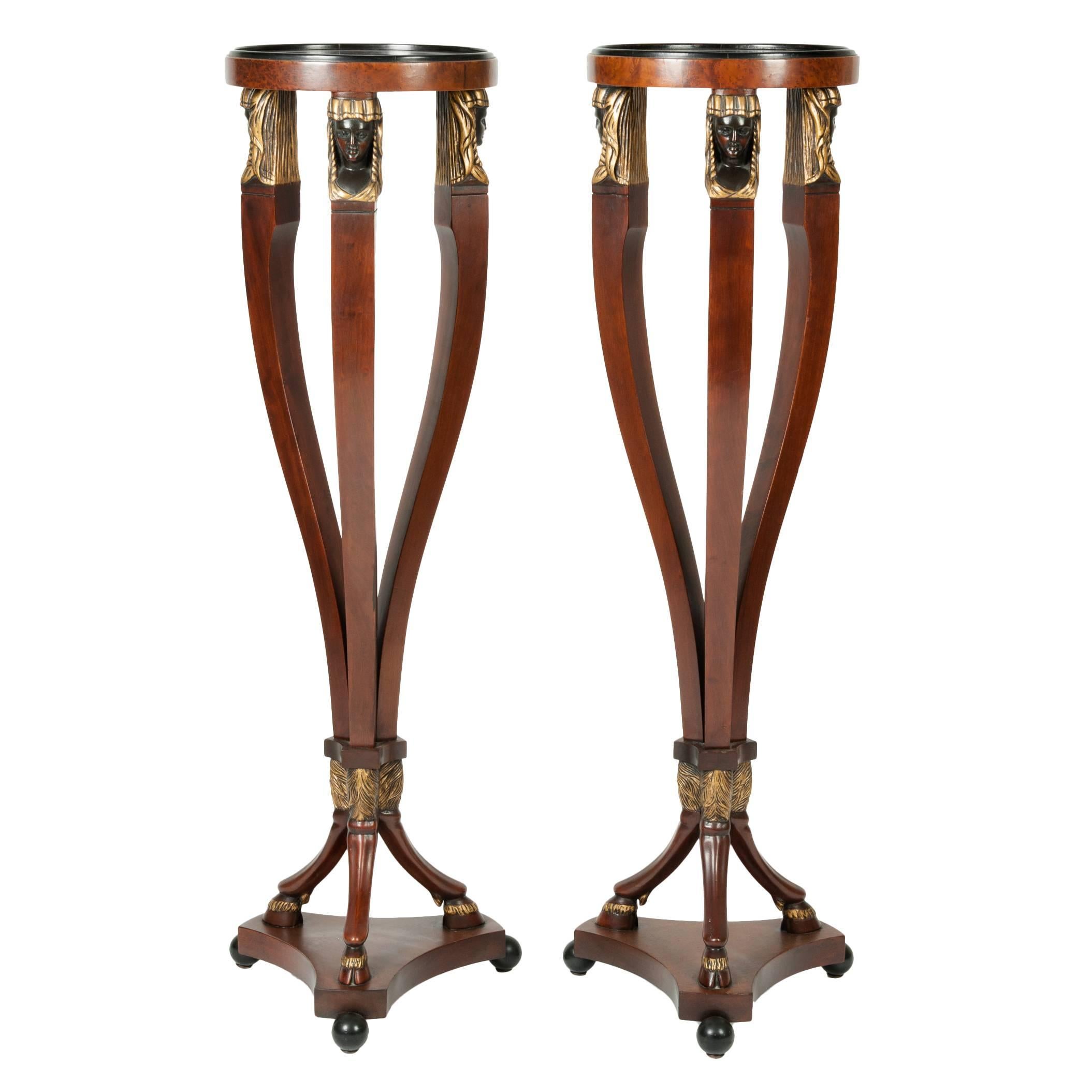 Vintage Pair of Tall Pedestal Tables