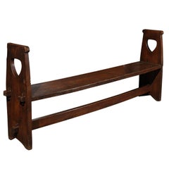 Narrow Tuscan Italian Wooden Bench with Stretcher from the Early 19th century