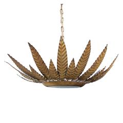 Mid-Century Gilt Starburst Light Fixture
