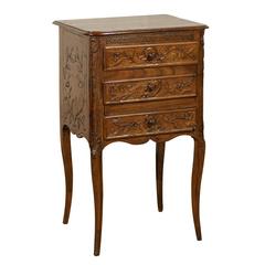18th-19th Century French Fruitwood Bedside Table with Drawer and Door 8