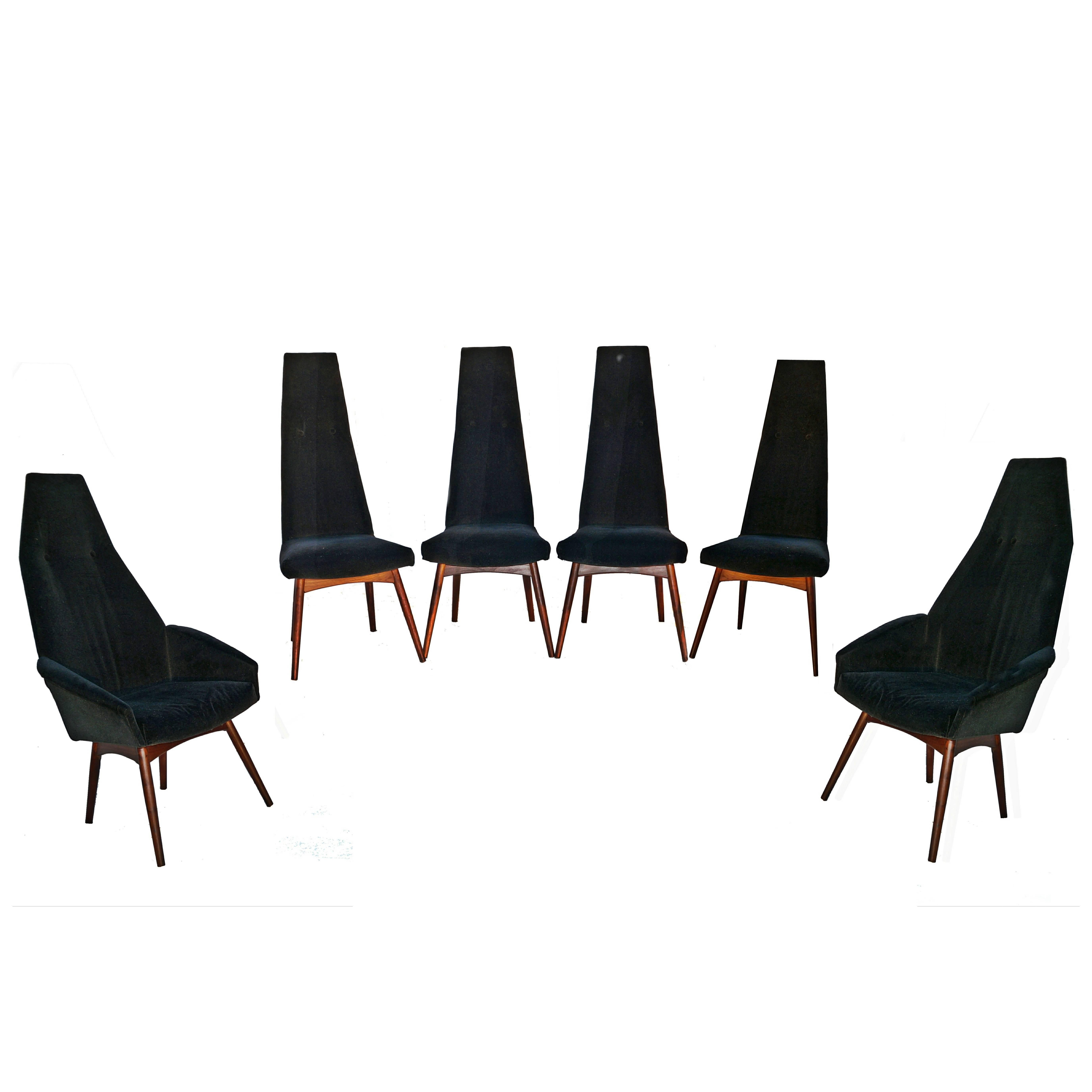 Six Adrian Pearsall Tall Back Dining Chairs