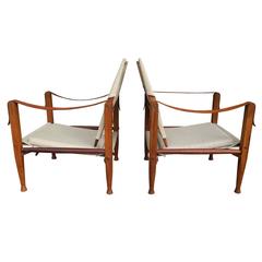 Kaare Klint's Danish Modern Teak and Leather Portable Safari Chair