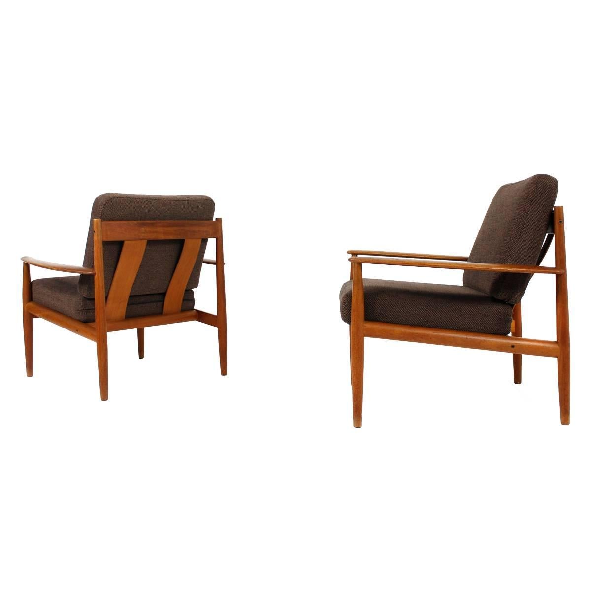 Pair of 1960s Grete Jalk Teak Easy Chairs, France & Son, Denmark, Midcentury