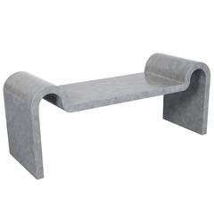 Architectural Leather Bench by Karl Springer Architectural Leather Bench by Karl Springer