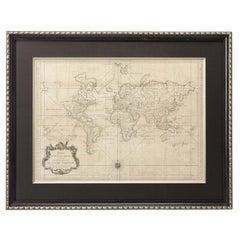1748 World Map "Essay D'un Carte Requite Du Globe Terrestre" by N. Bellin