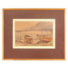 Charles William Adderton Watercolor of Boats on Shore 4