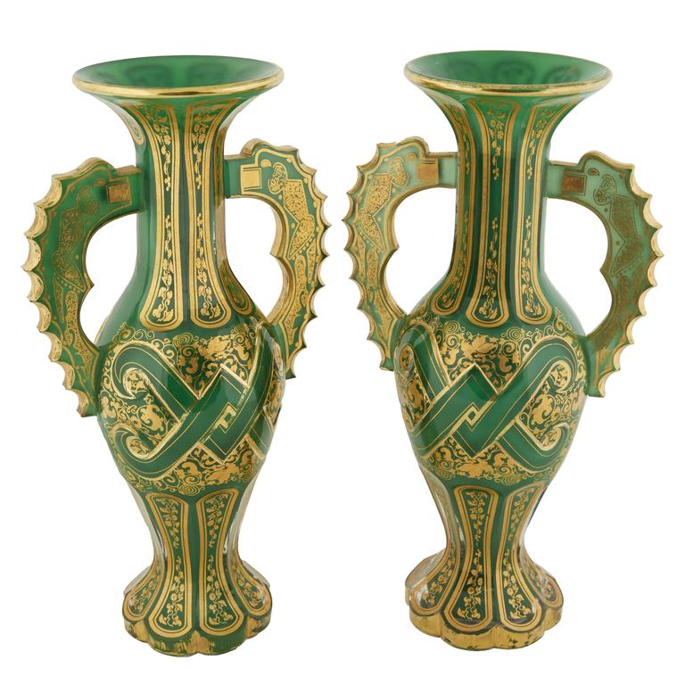Bohemian Green Glass Vase - 17 For Sale on 1stDibs | green bohemian glass, green  bohemian glass vase, antique green glass vase
