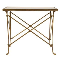 Louis XVI Style Brass Side Table with Black Marble Top in the Manner of Jansen