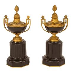 Pair of 19th Century French Marble Cassollettes with Gilt Bronze Mounts