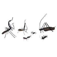 Groupe d'insectes japonais en fer et en laiton de la fin du XIXe siècle