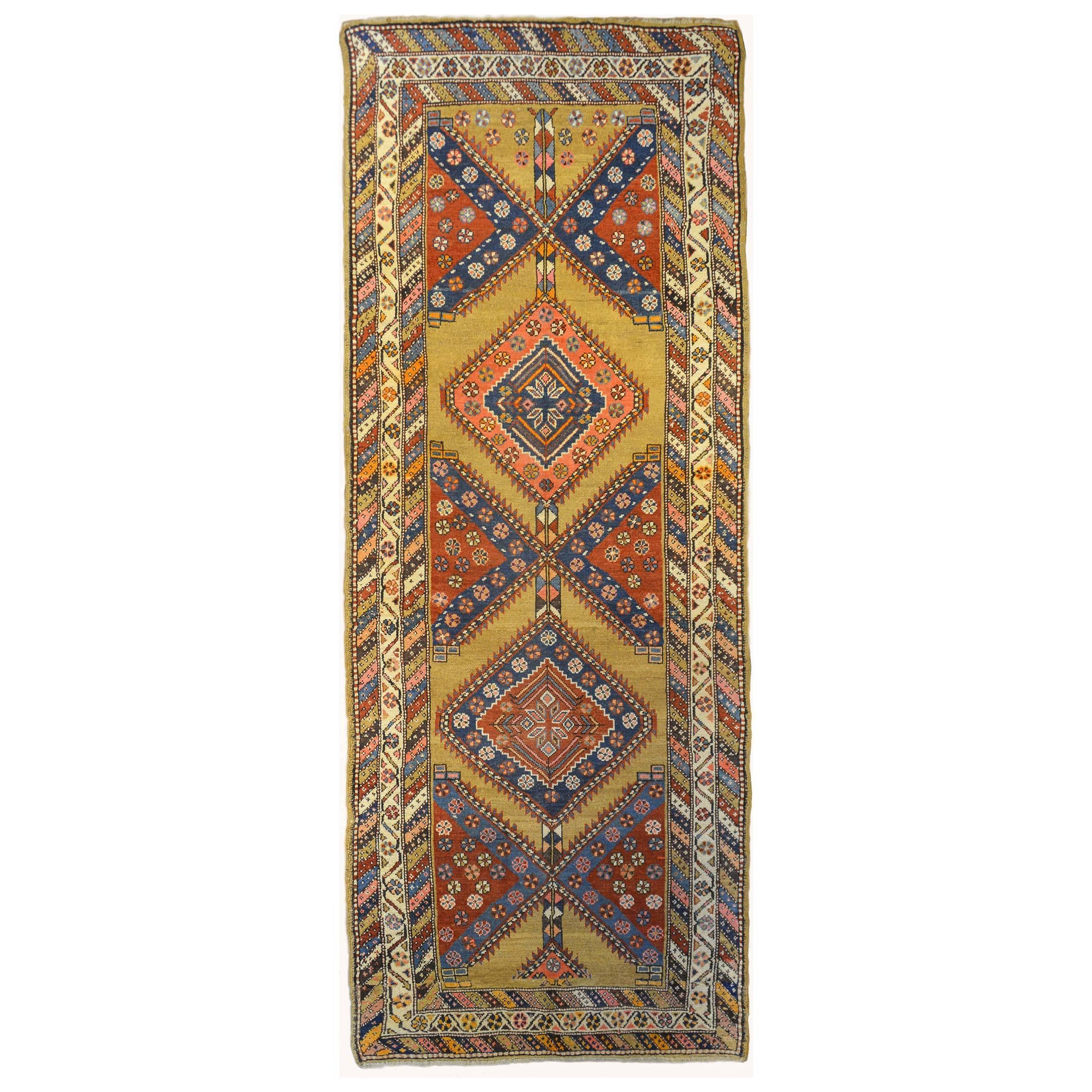 Extraordinaire tapis de couloir Serab du 19ème siècle