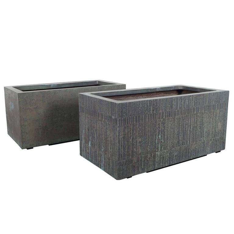 Architectural Cast Bronze Resin Planters by Forms and Surfaces at 1stDibs