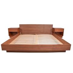 Retro Danish Modern Teak Platfom Bed King Size, Mid-Century Modern