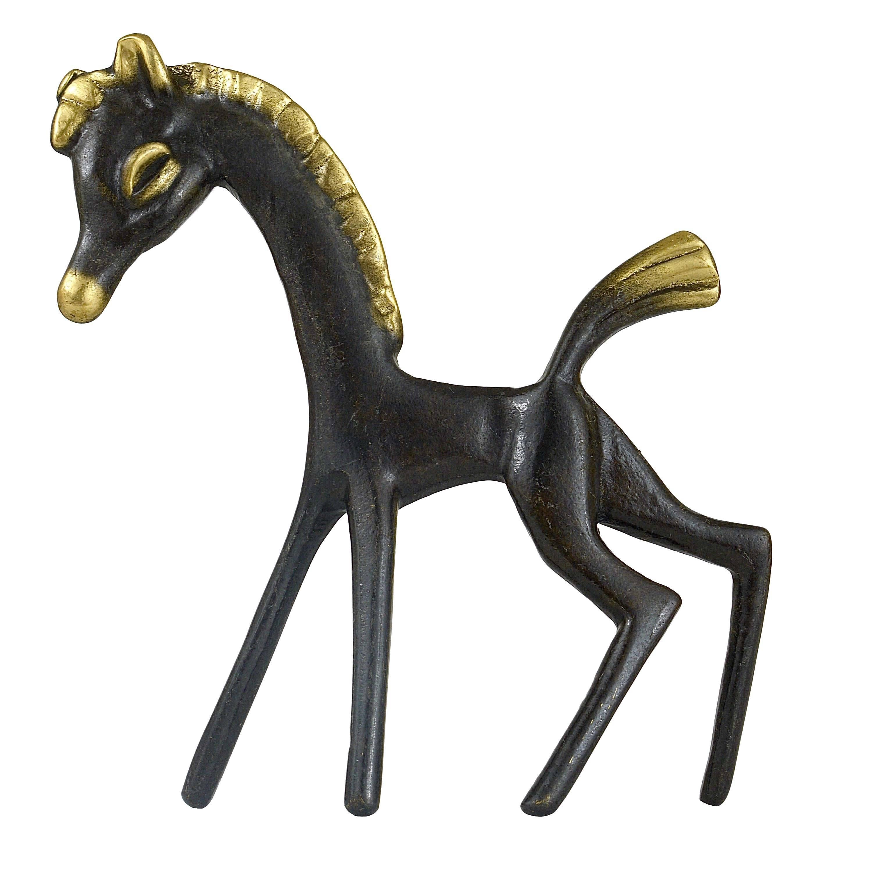 Walter Bosse Big Brass Foal Horse Figurine, Hertha Baller, Austria, 1950s